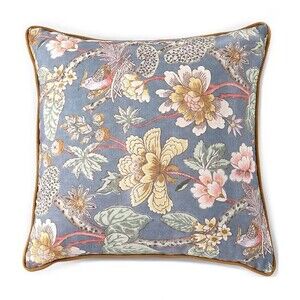 Southern Living Bird Wallpaper Print Square Pillow Blue Floral New 18" x 18"